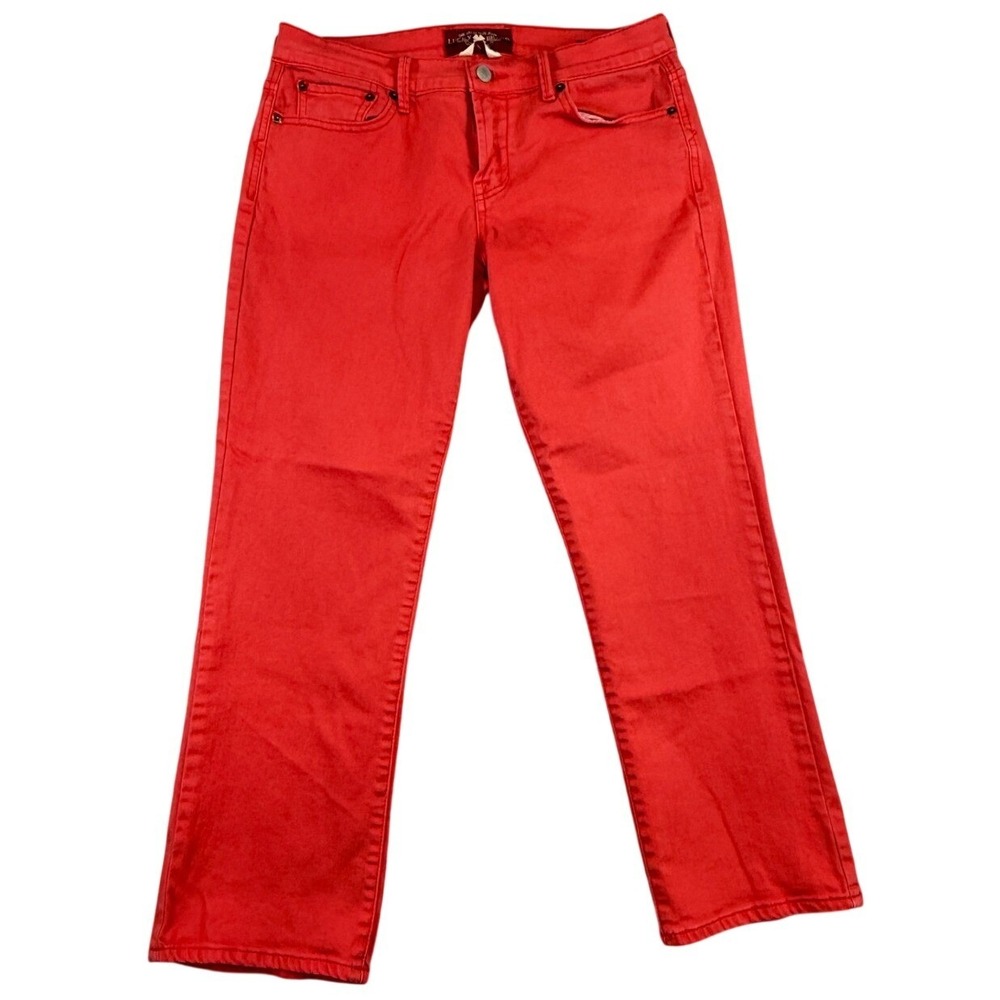 Lucky Brand Sweet N Crop Red Jeans Women 8 29 Cropped Straight Leg Stretch Denim